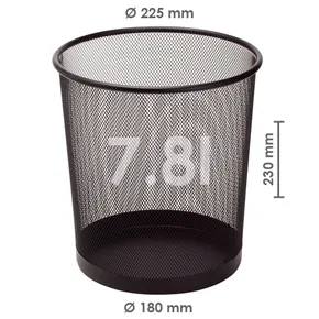 Kosz na śmieci druciany, czarny, 7,8l